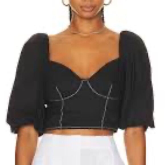 NWT JONATHAN SIMKHAI STANDARD Brene Bustier Top in Black Large Revolve - Picture 1 of 14